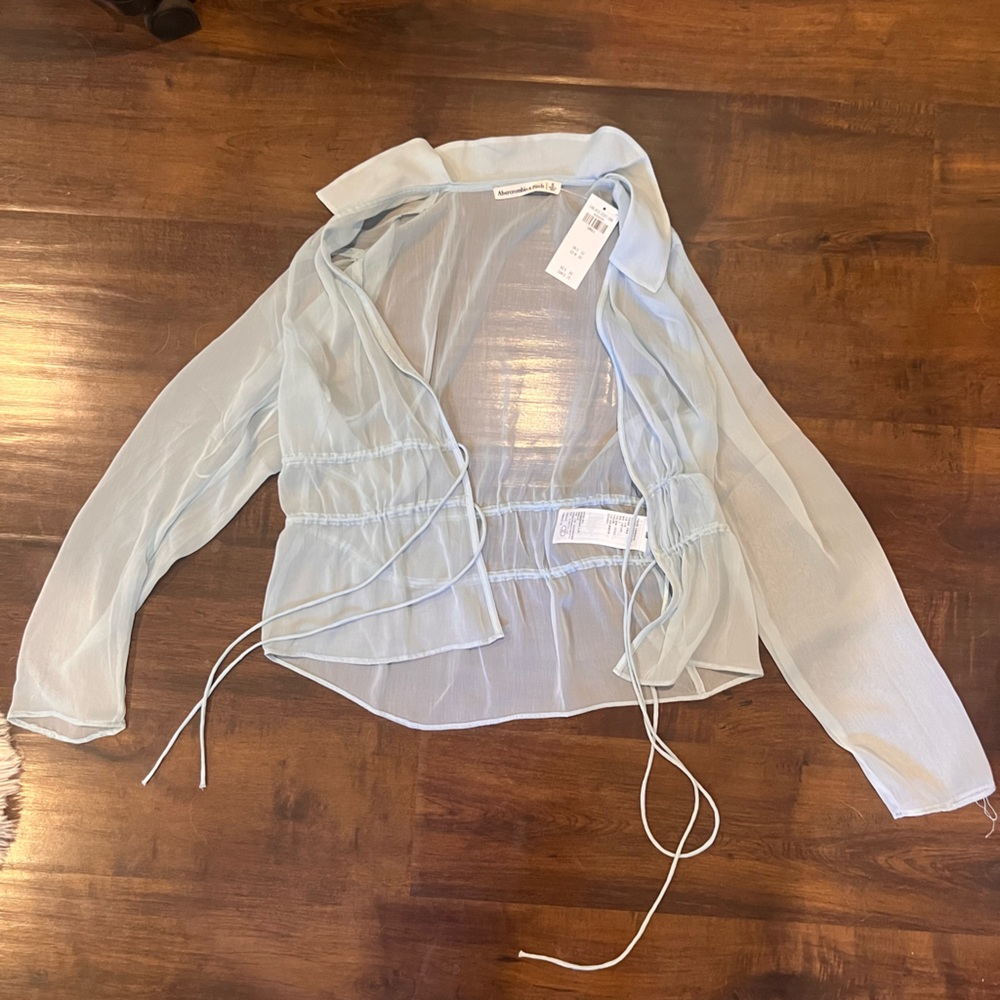 NWT Baby blue sheer Abercrombie and Fitch blouse